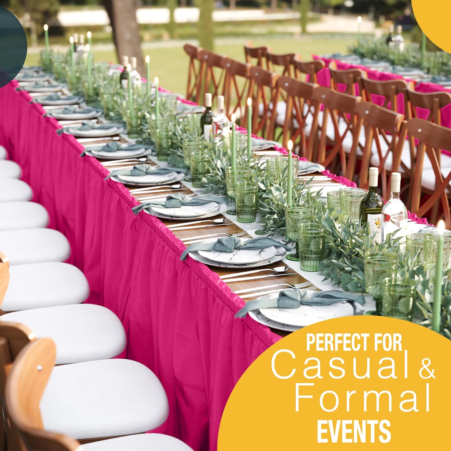 Cerise Plastic Table Skirt | 6 Pack