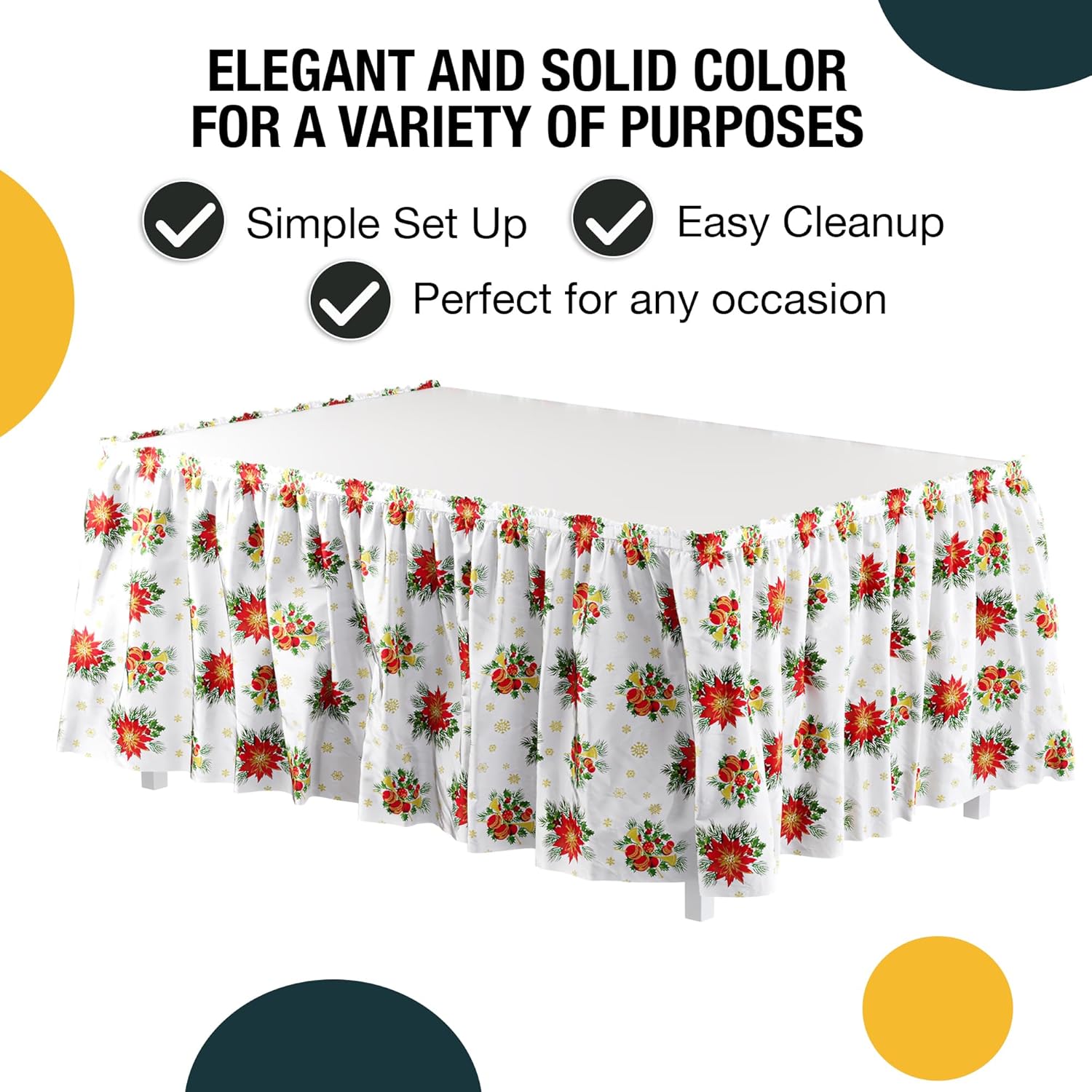 Christmas Printed Table Skirt | 6 Pack