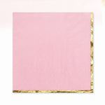 Elegant Pink and Gold Hot Stamped Luncheon Napkins - 6.5 In. x 6.5 In.