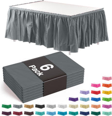 Silver Plastic Table Skirt | 6 Pack