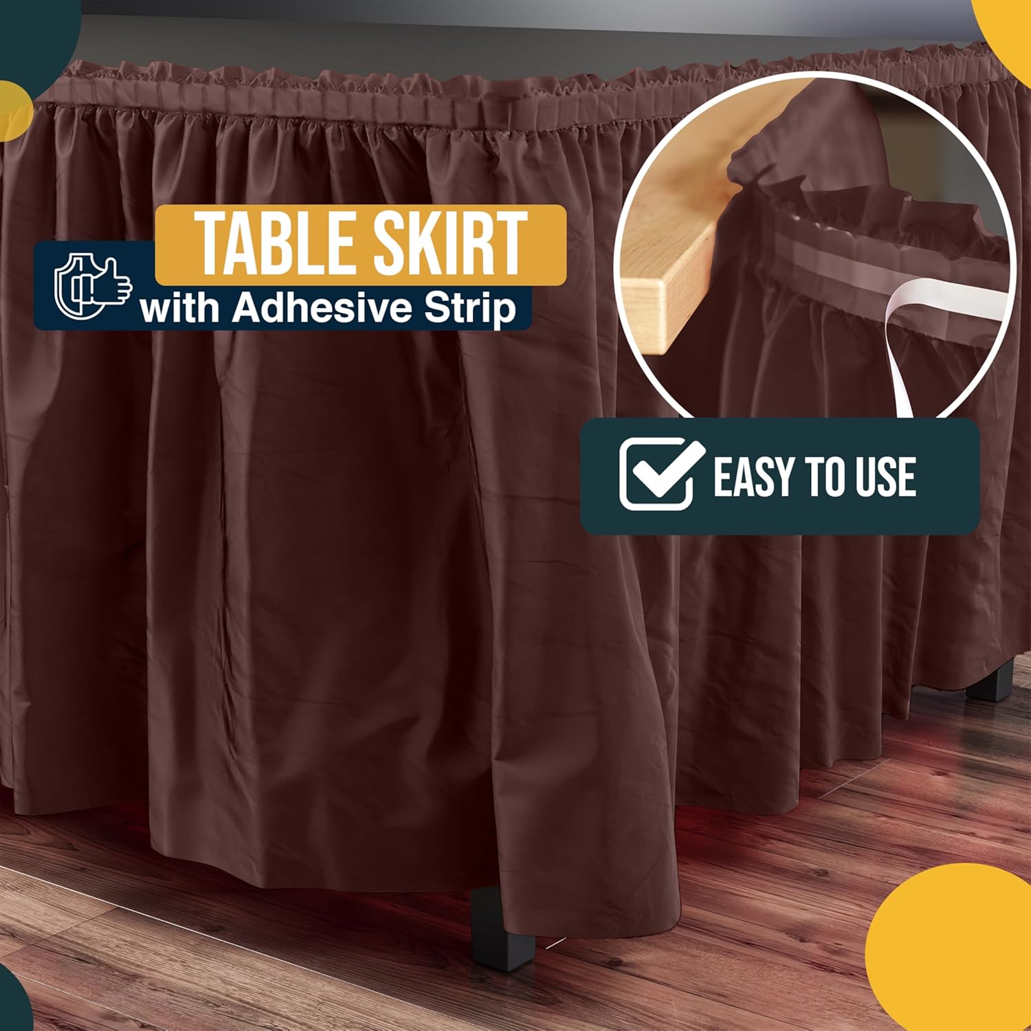 Brown Plastic Table Skirt | 6 Pack