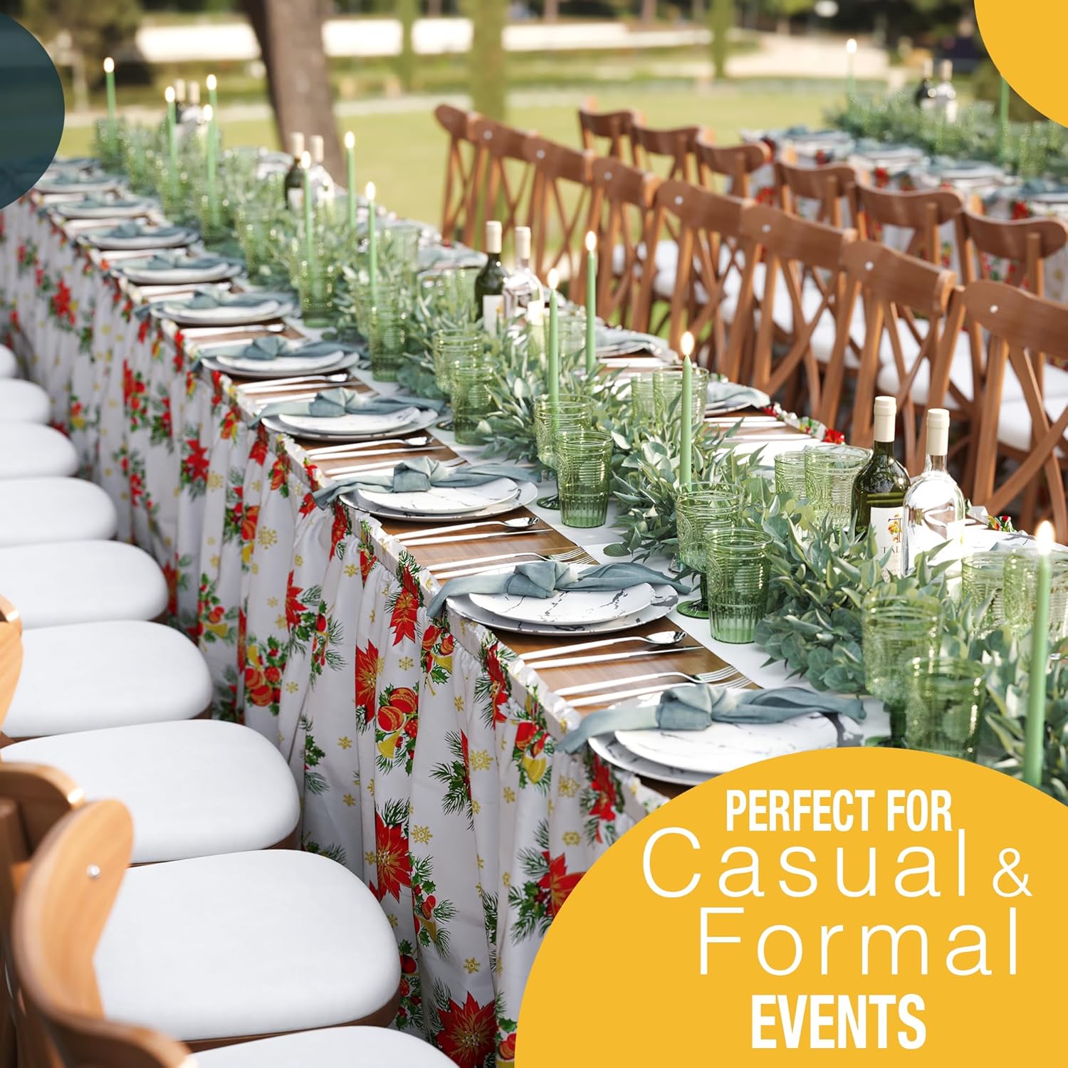 Christmas Printed Table Skirt | 6 Pack