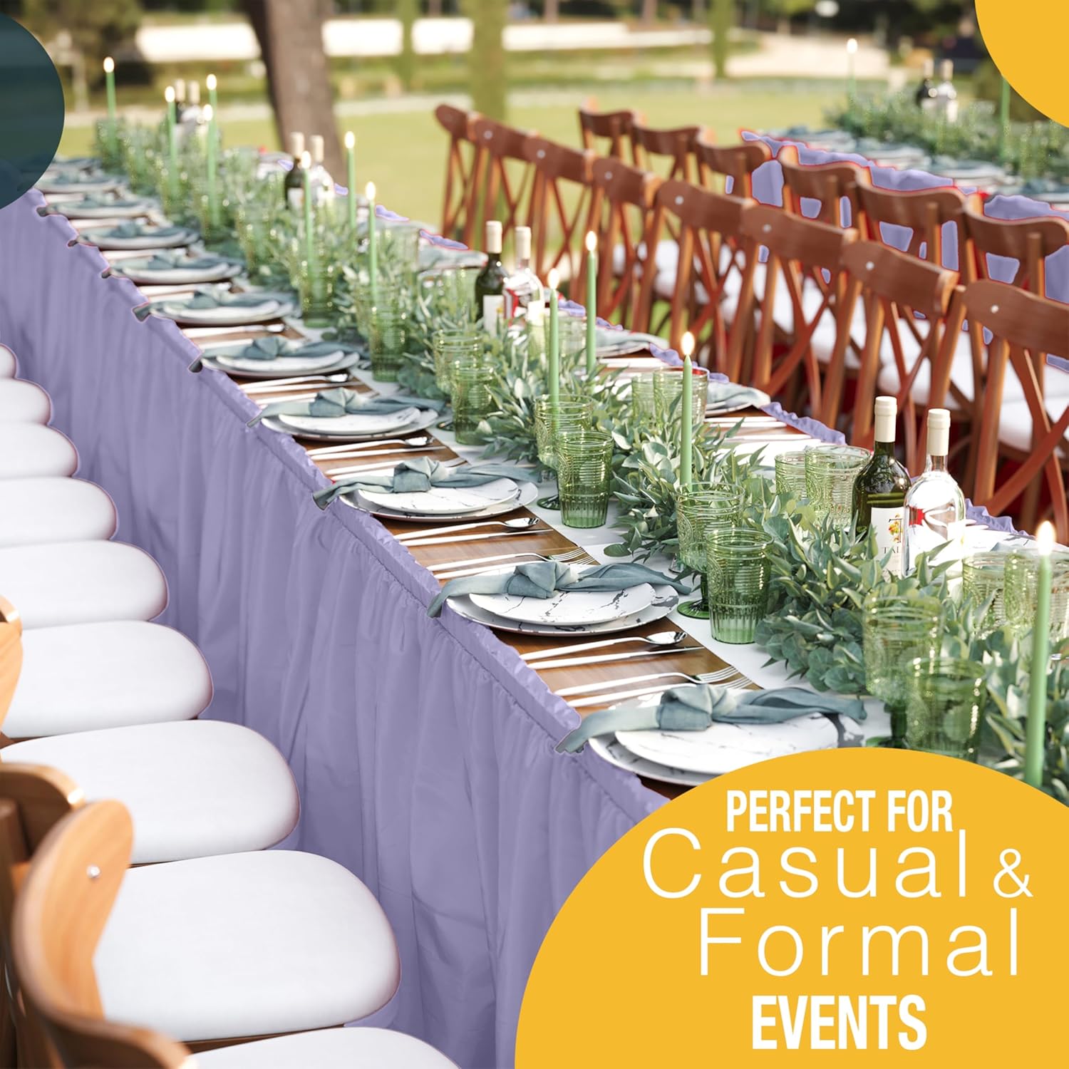 Lavender Plastic Table Skirt | 6 Pack