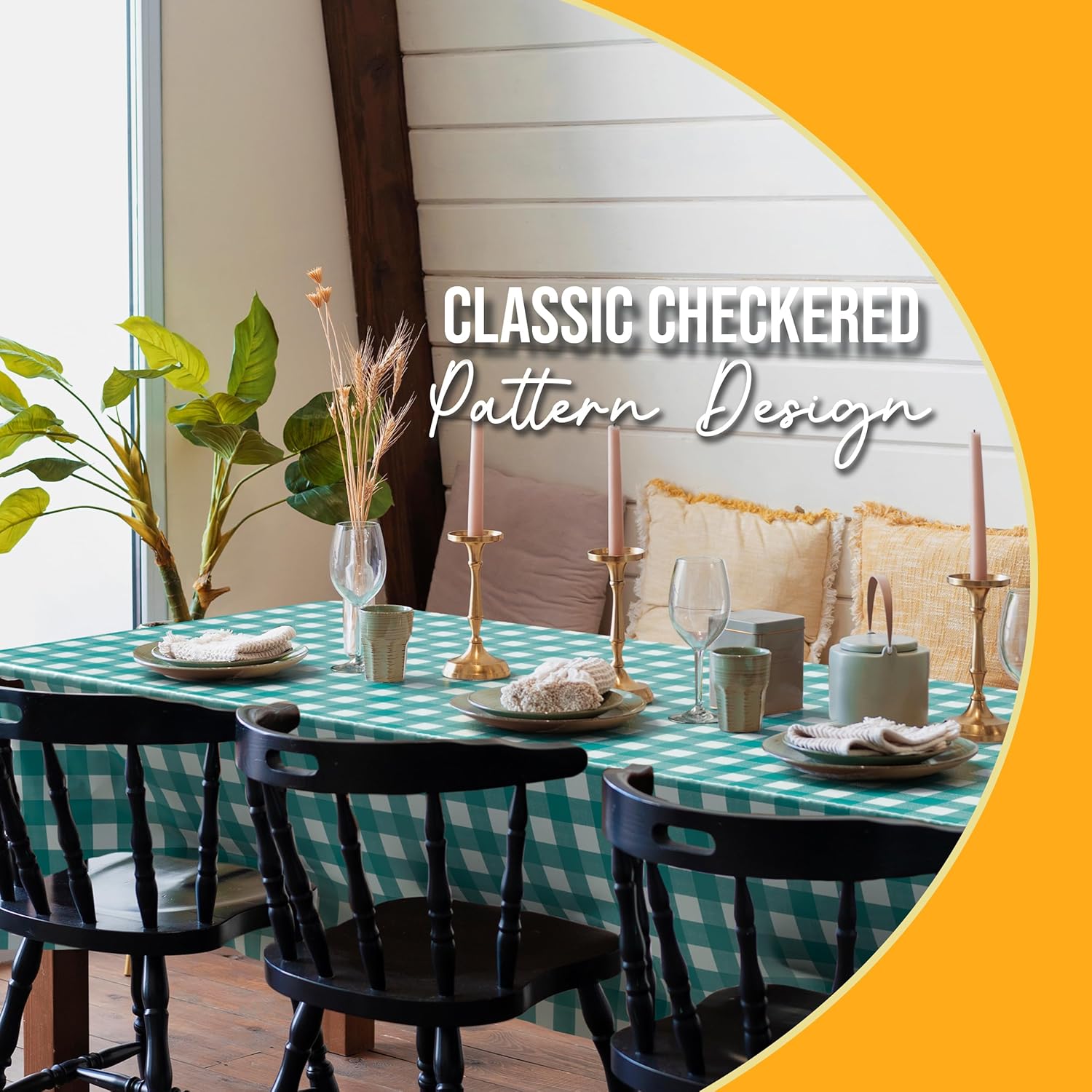 Teal Gingham Plastic Table Covers | 6 Pack - 54 In. x 108 In.