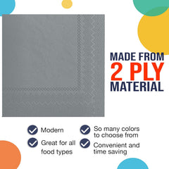 Silver Luncheon Napkins - 6.75 in. | 100 Count