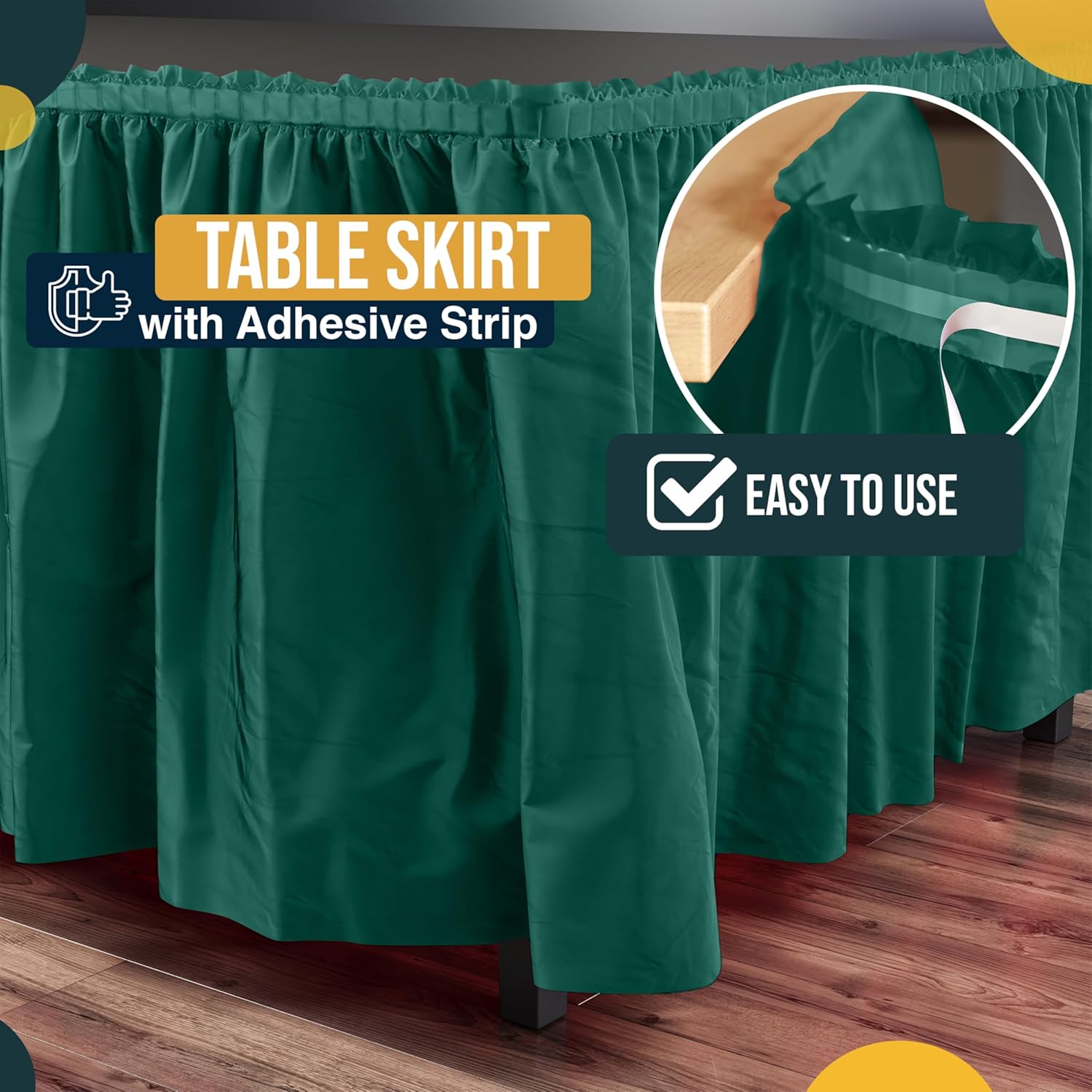 Dark Green Plastic Table Skirt | 6 Pack