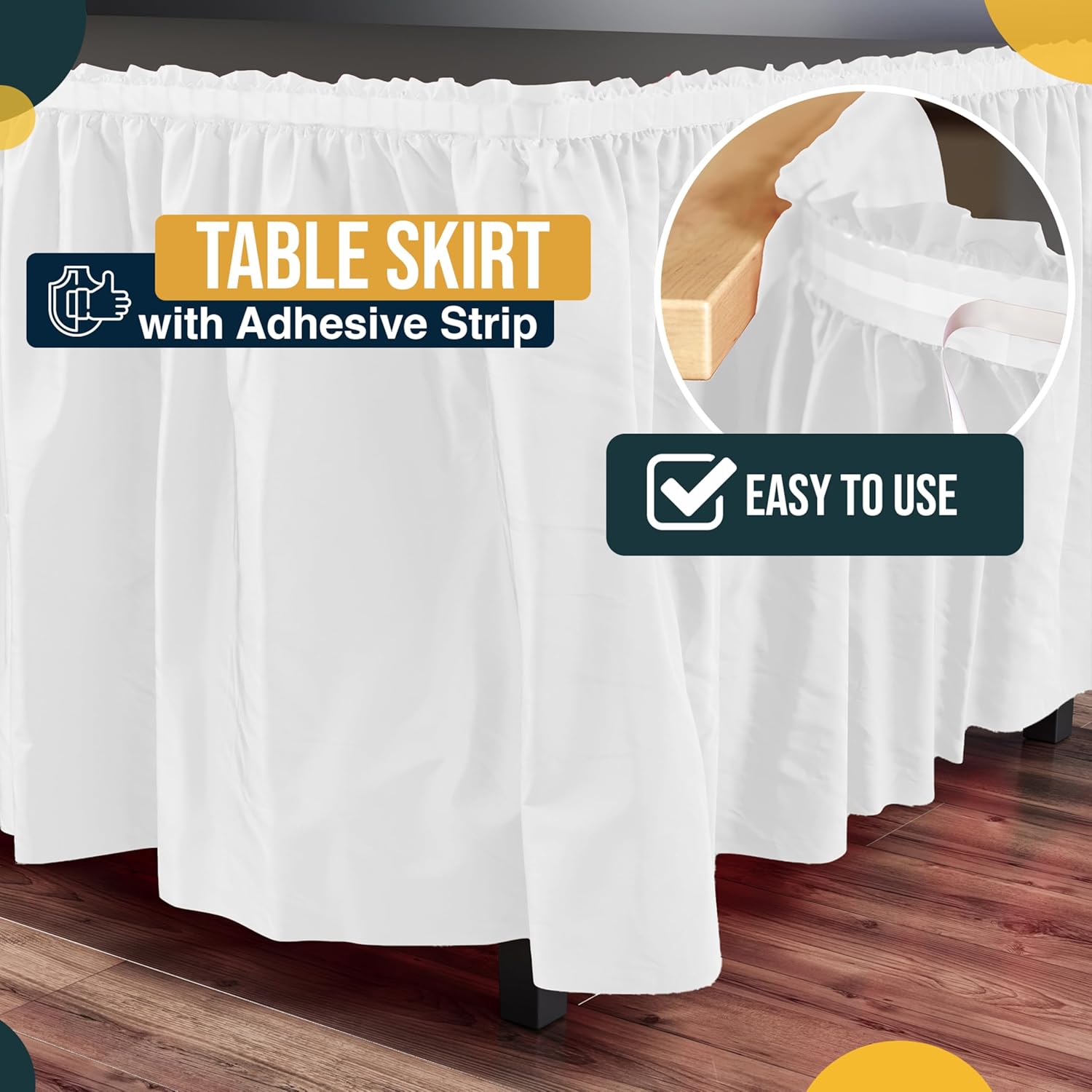 White Plastic Table Skirt | 6 Pack