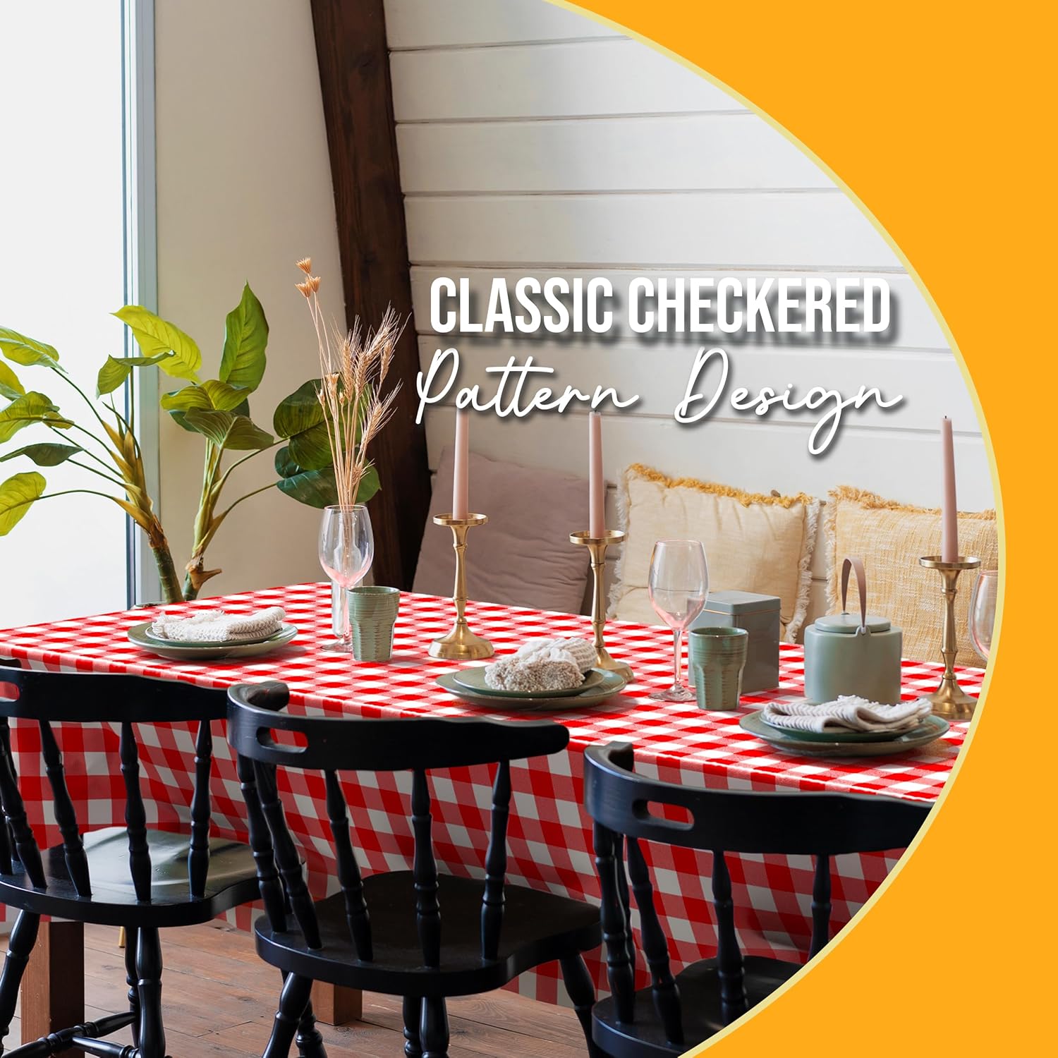Red Gingham Plastic Table Cover - 54 In. x 108 In.