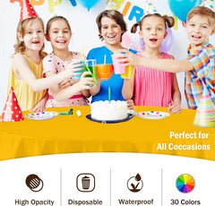 Premium Round Yellow Plastic Table Cover | Case of 96
