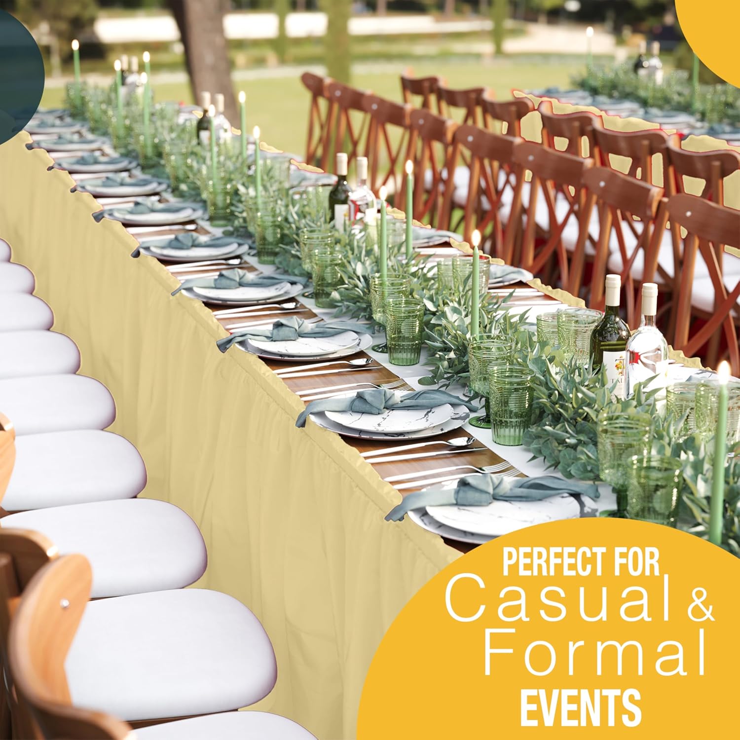 Light Yellow Plastic Table Skirt | 6 Pack