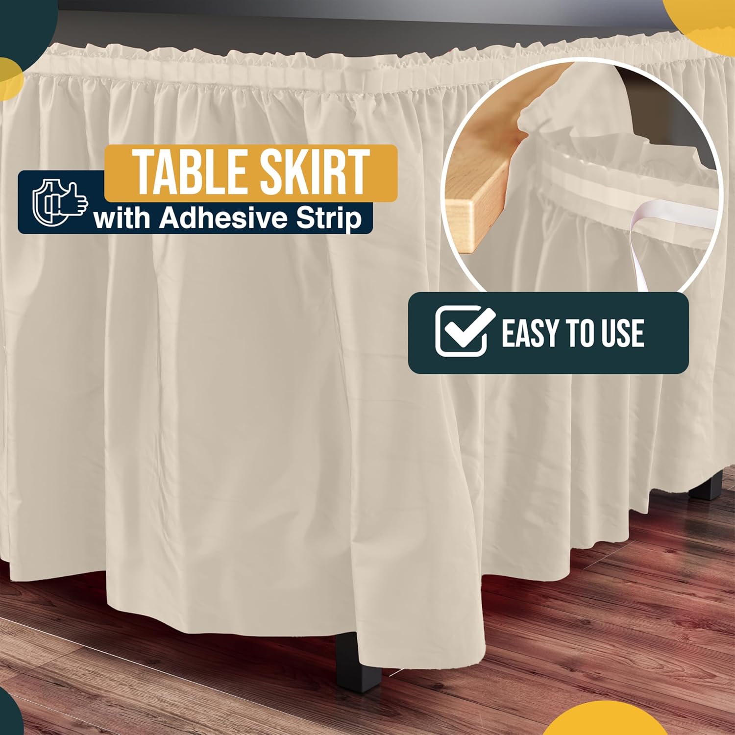 Ivory Plastic Table Skirt | 6 Pack
