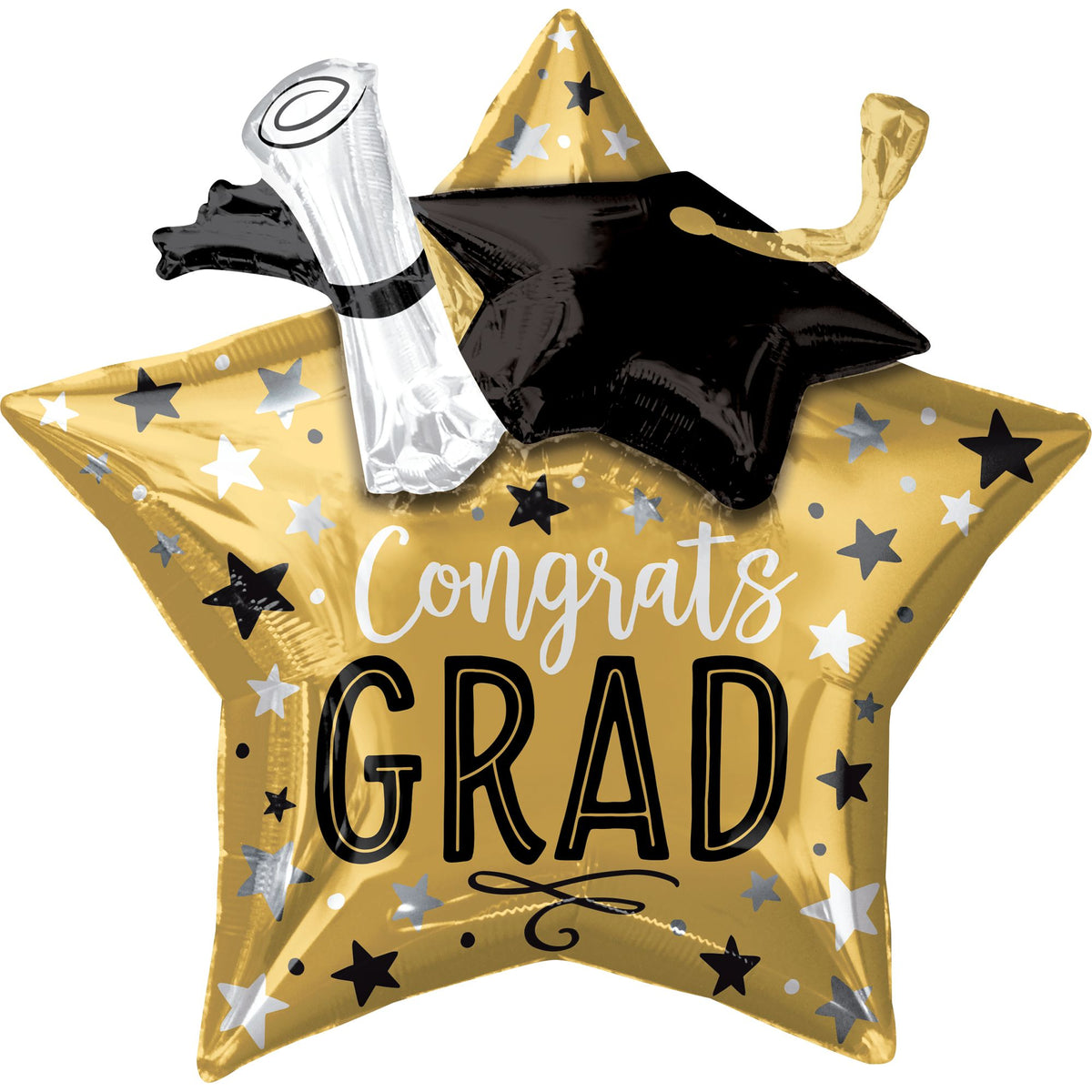 Congrats Grad Star Foil Balloon with Cap & Diploma Design