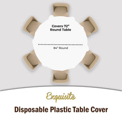 84 In. Round Black/White Checkered Plastic Table Cover | Case of 48