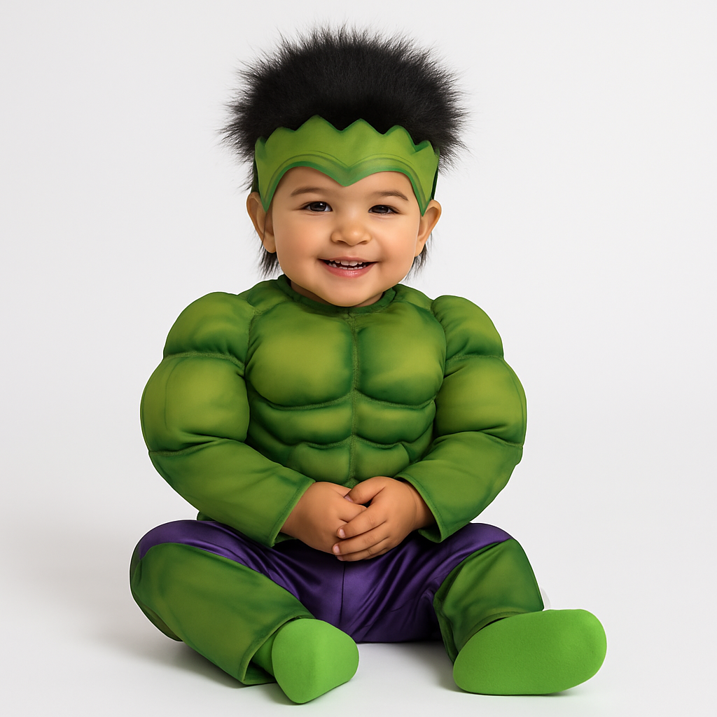 Infant Marvel Hulk Muscle Costume with Hat for Halloween