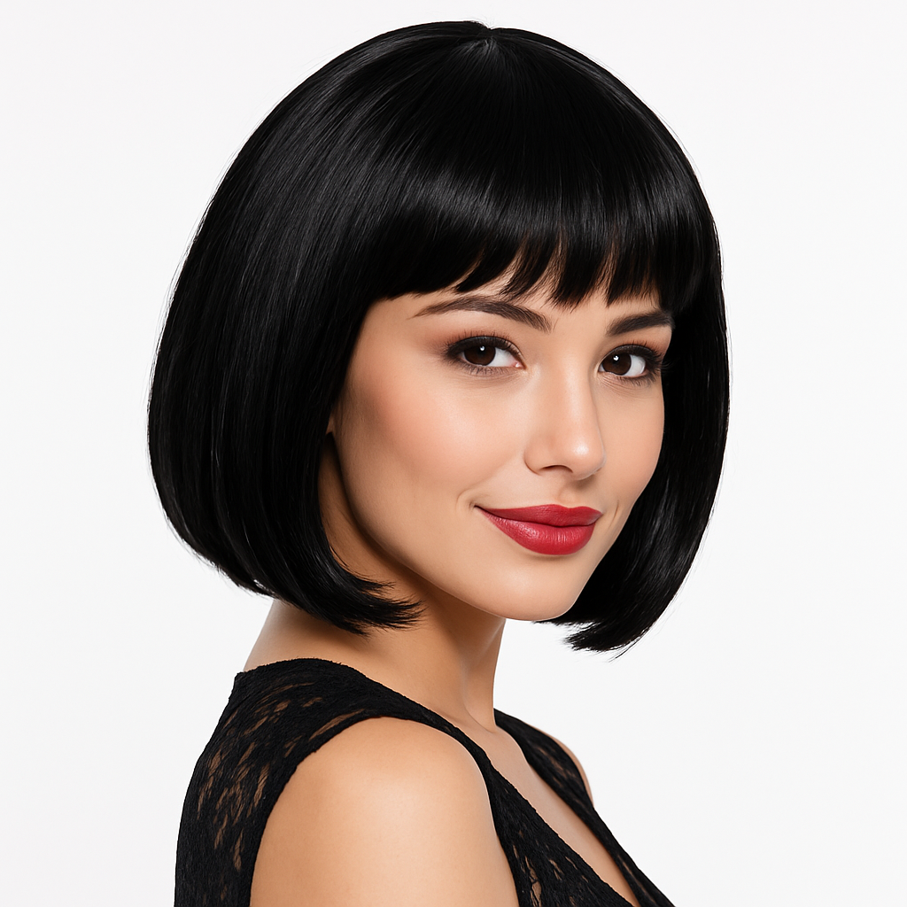 Sultry Black Bob Wig - Halloween Costume Accessory