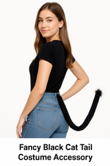 Fancy Black Cat Tail Costume Accessory
