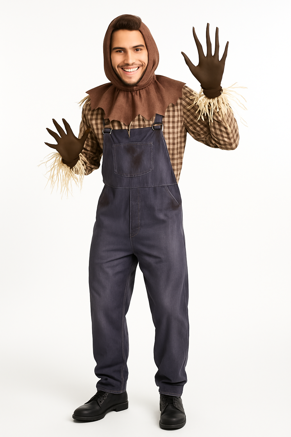 Men's Sinister Scarecrow Halloween Costume with Mask and Gloves