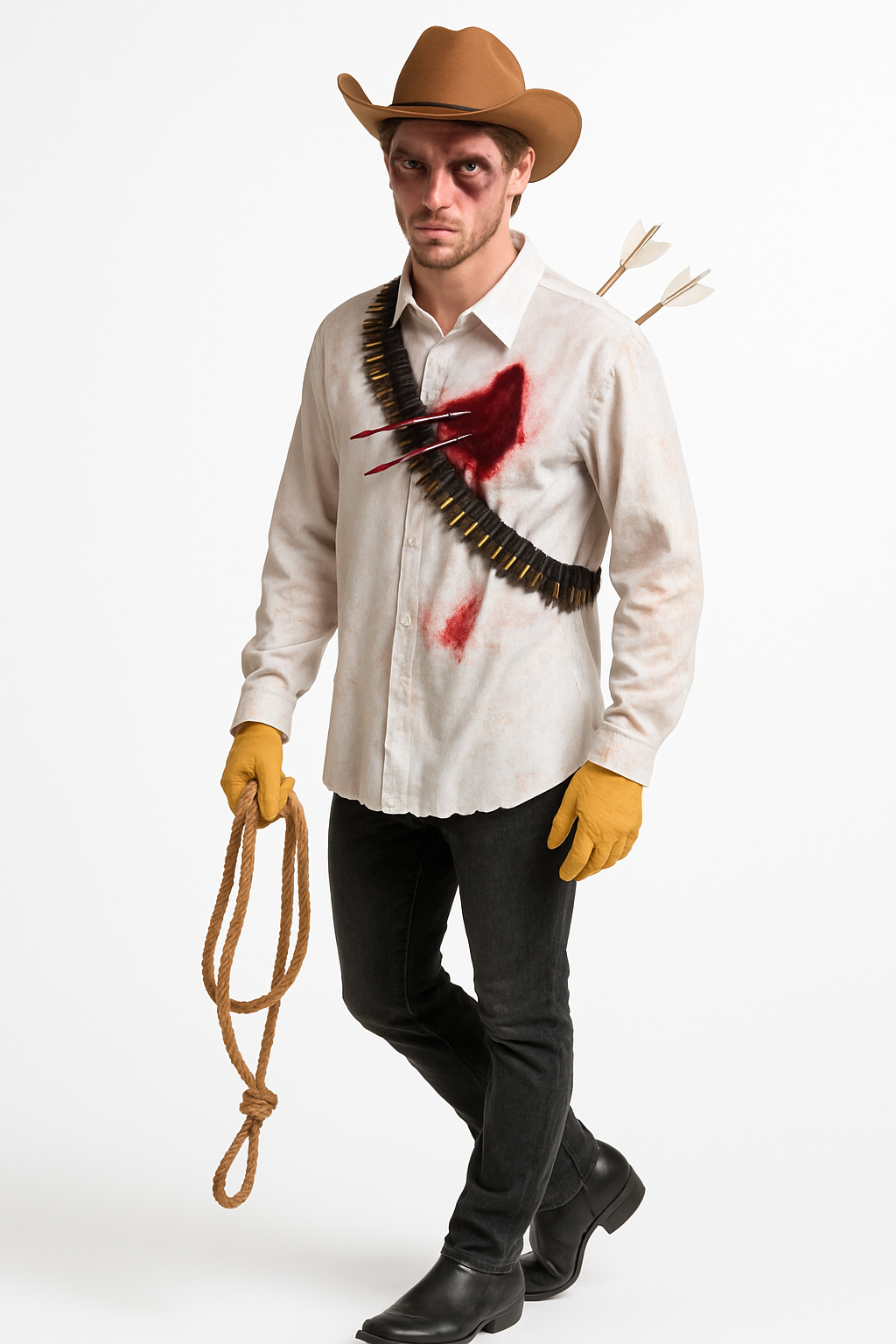 Men's Zombie Shirt with Impaled Arrows - Halloween Costume Accessory