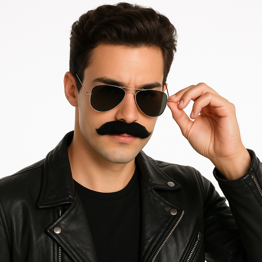 Classic Gangster Black Moustache Costume Accessory
