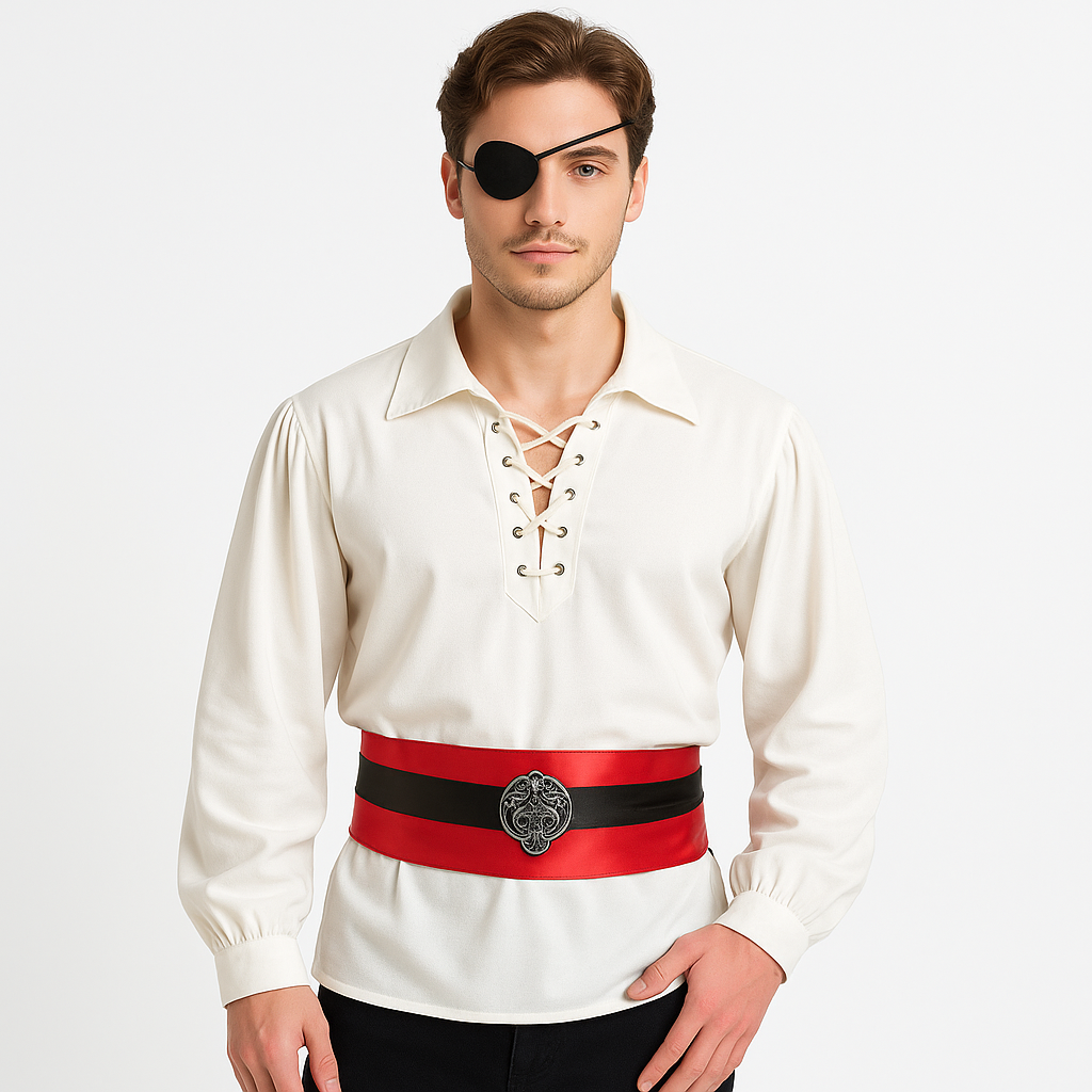 Men's Ivory Pirate Costume Shirt - L/XL