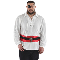 Men's Ivory Pirate Costume Shirt - Plus Size