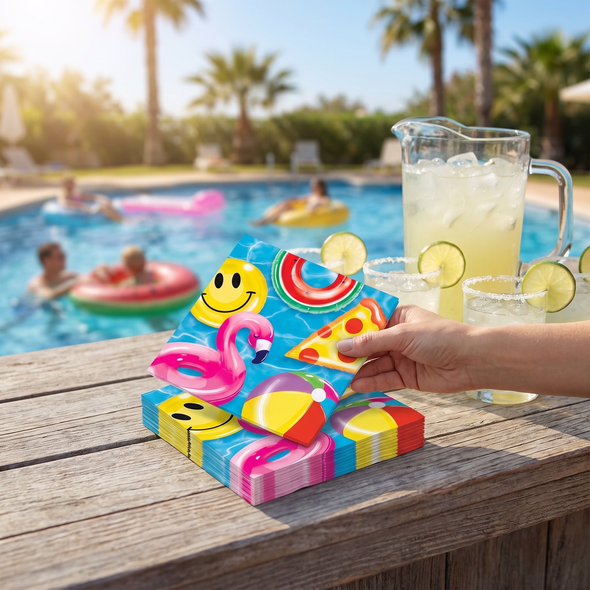 Summer Cool Pool Printed Lunch Napkins - 6.5 In. x 6.5 In., 40-Count