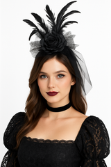 Deluxe Gothic Black Fascinator Headband