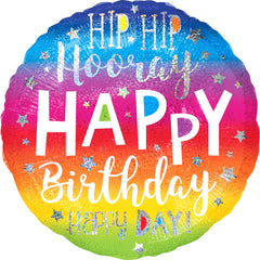 Hip Hooray Happy Birthday Holographic Balloon