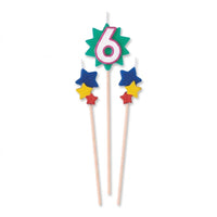 Star Birthday Toothpick Candle Set - Number 6