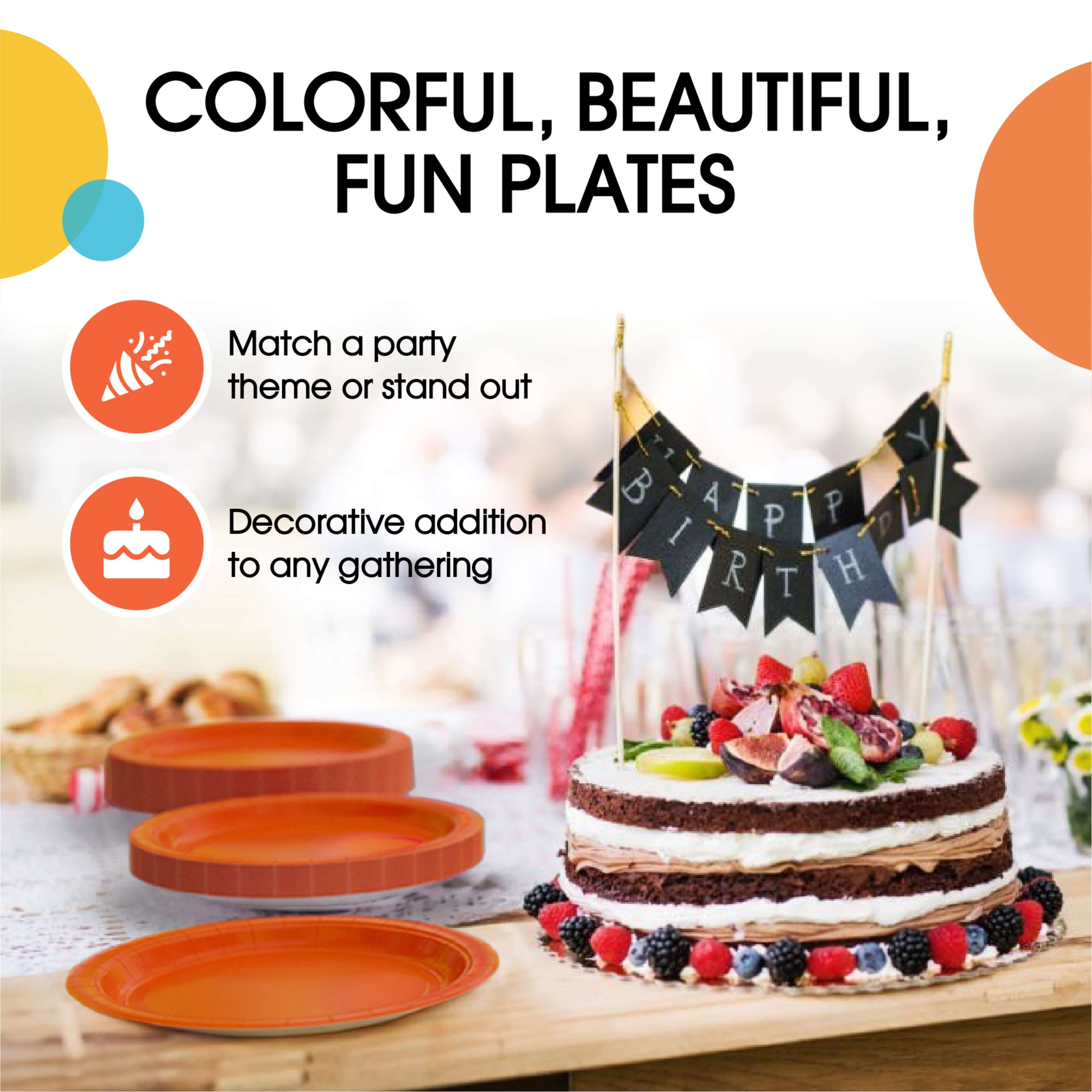 7 In. Orange Paper Plates - 50 Ct.