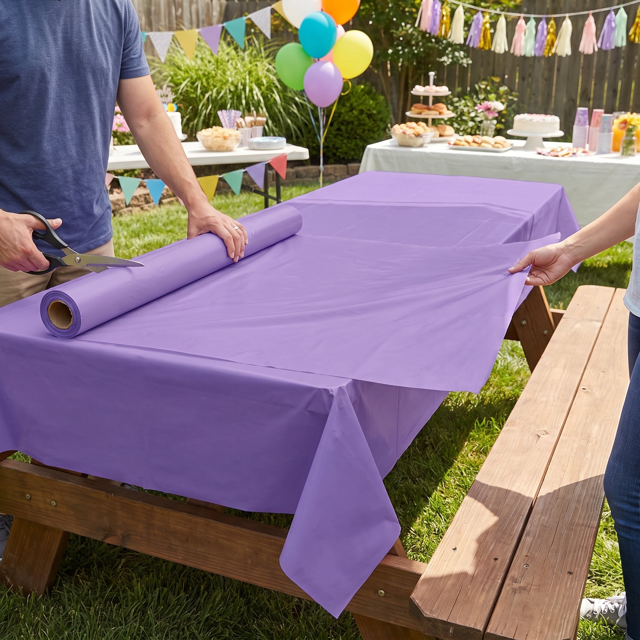 Versatile Purple Plastic Table Cover Roll - 40" x 100'