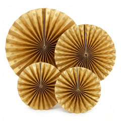 Glitter Gold Paper Fan Decorations Set