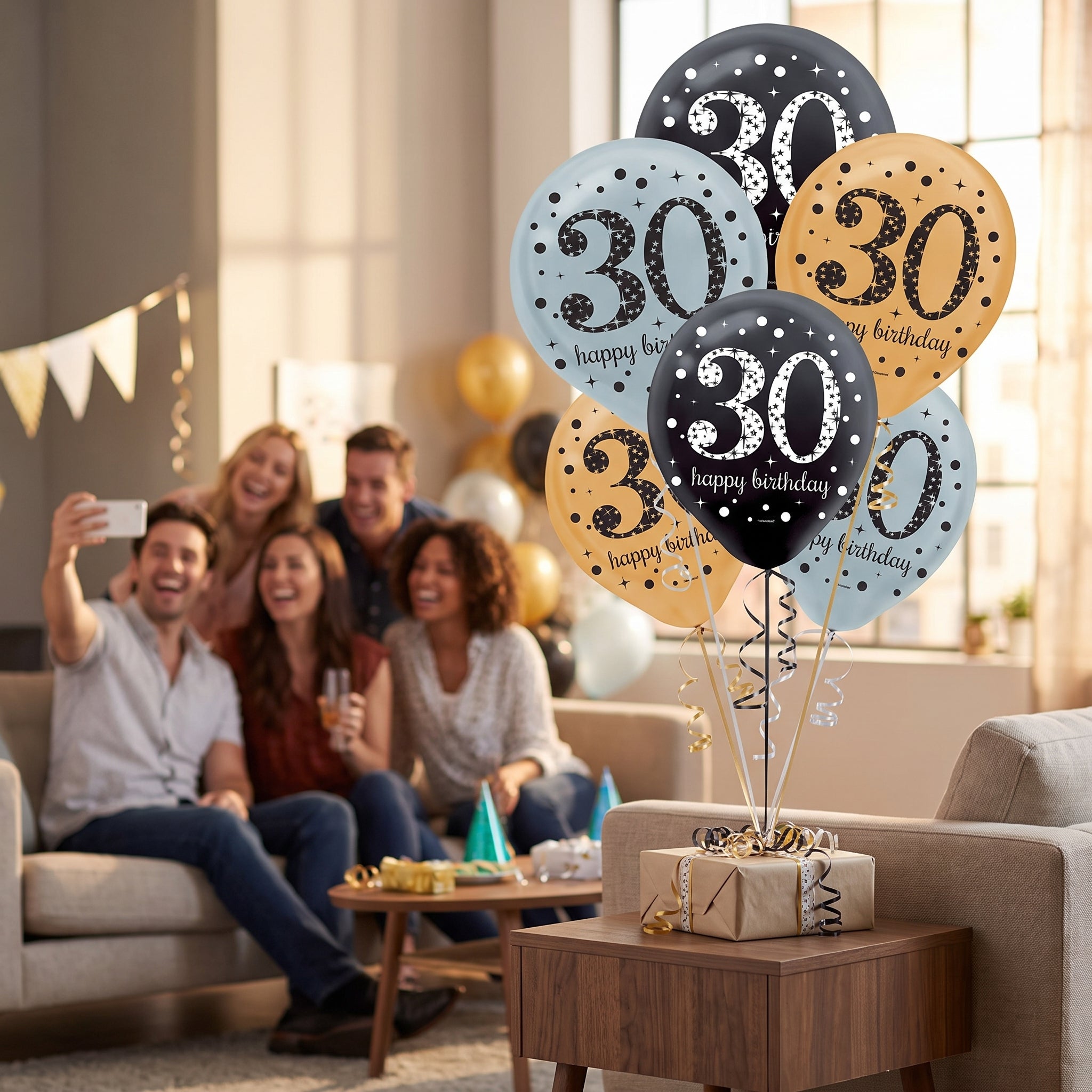Sparkling Celebration 30th Birthday Latex Balloons, 15-Pack
