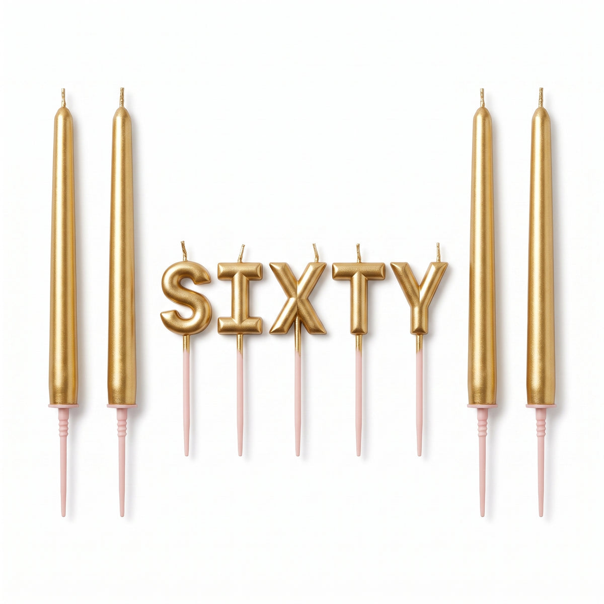 Golden Age 60th Birthday Candle Pick Set