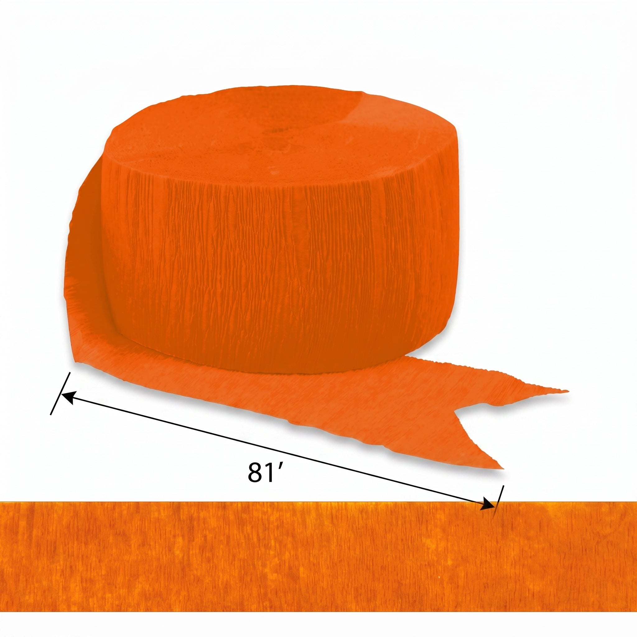 Vibrant Orange Peel Crepe Streamer - 81 ft