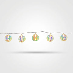 Iridescent Globe LED String Lights - 10 Battery-Powered Lights