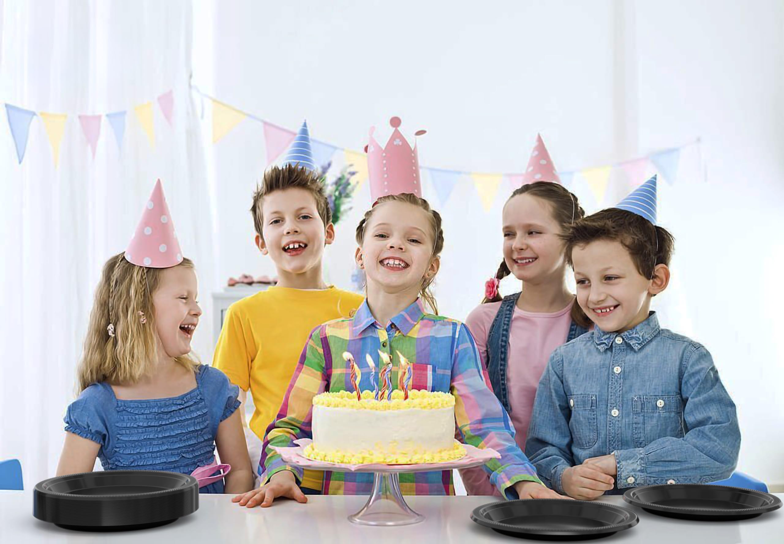 9 In. Black Plastic Plates | Case of 600