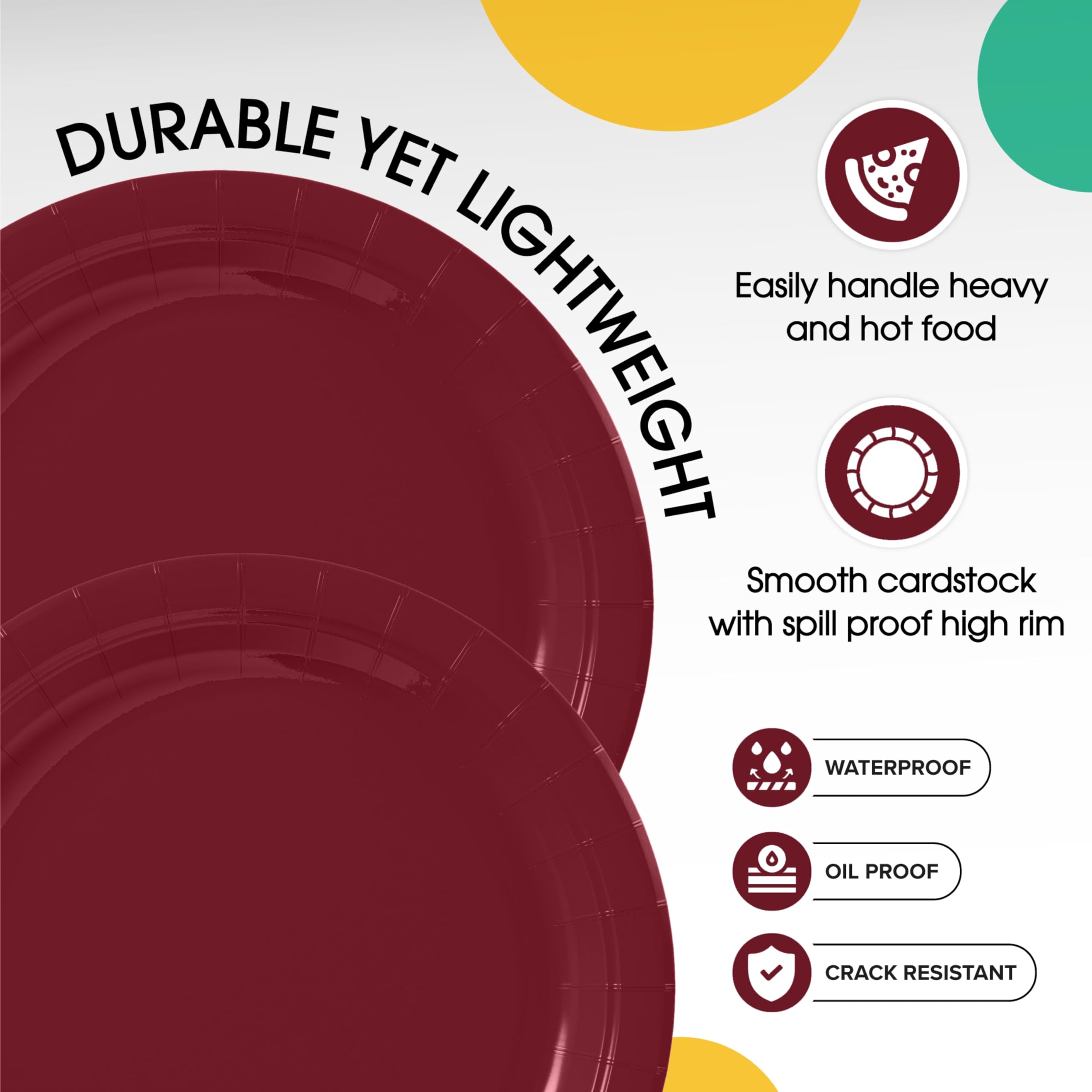 9 In. Burgundy Paper Plates | Case of 1000