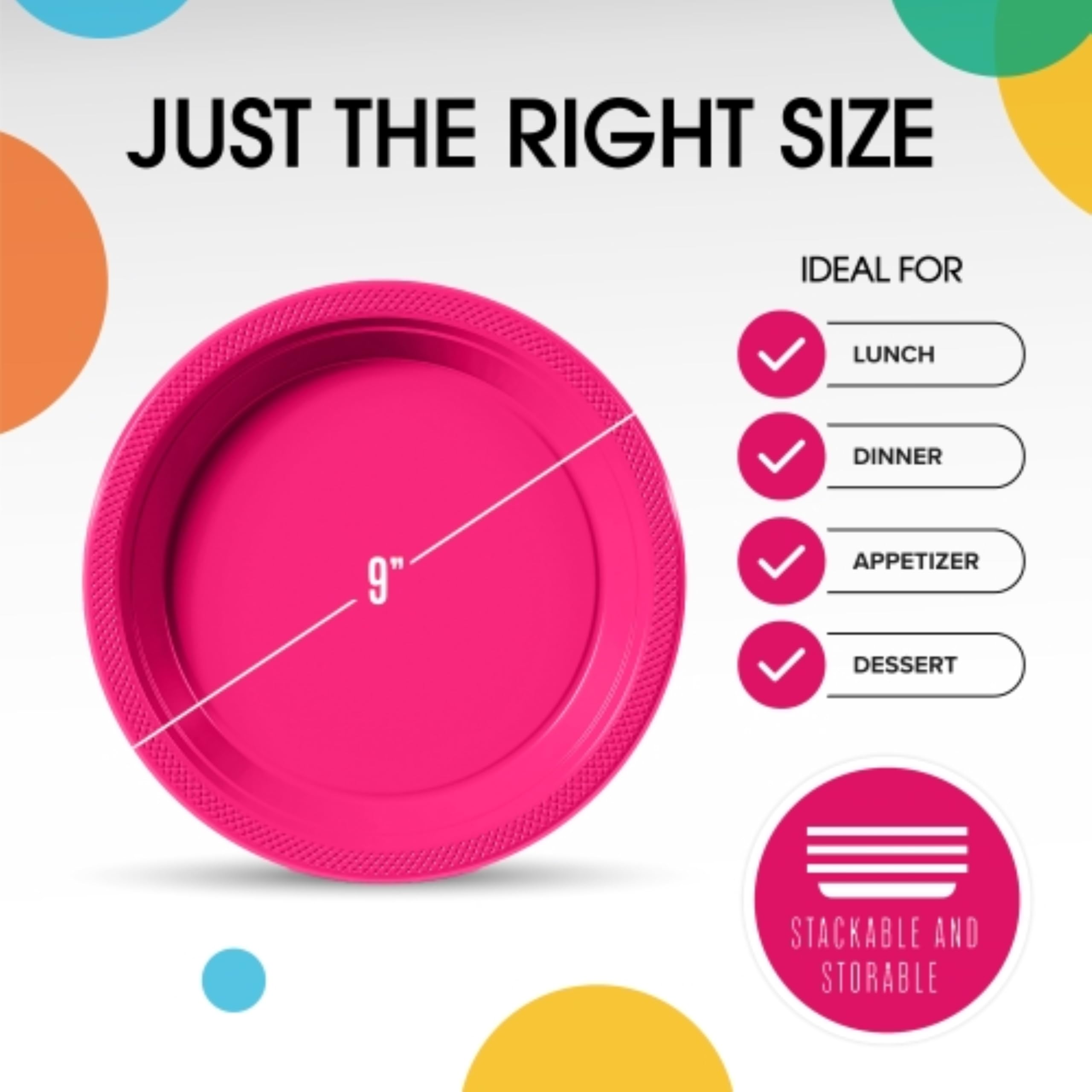 Little Gym - 9 In. Cerise Plastic Plates | 100 Count