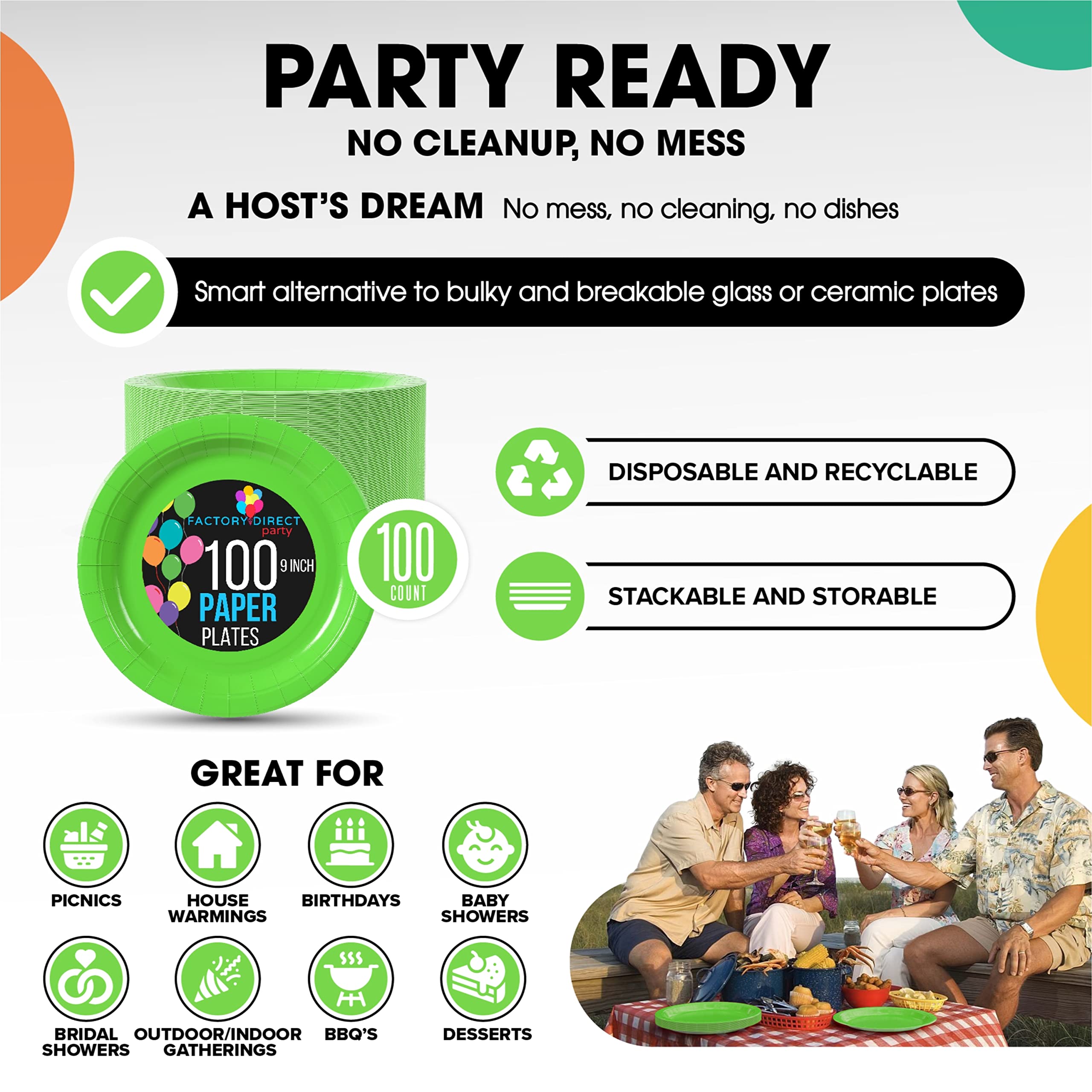 9 In. Lime Paper Plates | Case of 1000