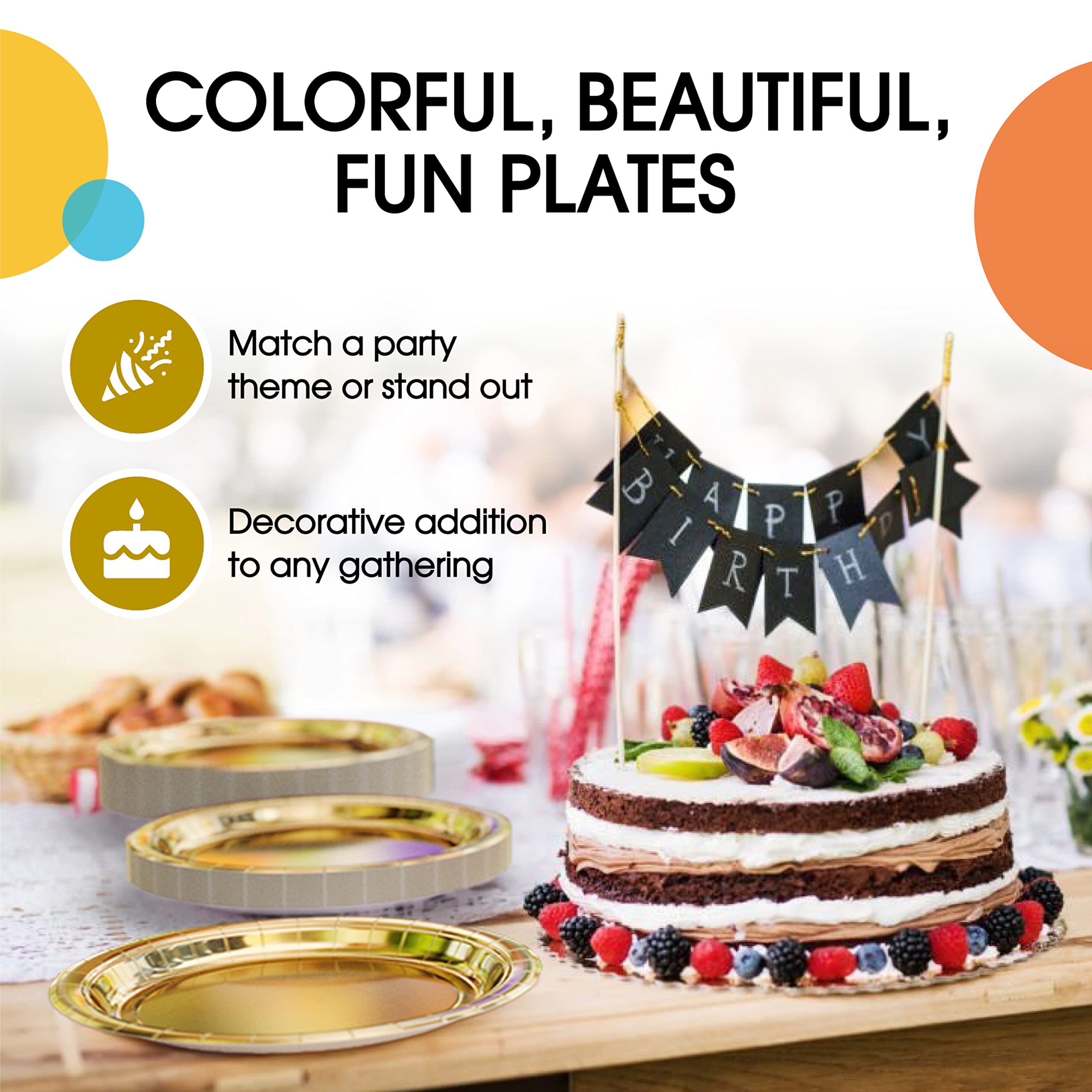 9 In. Reflective Gold Paper Plates | Case of 1000