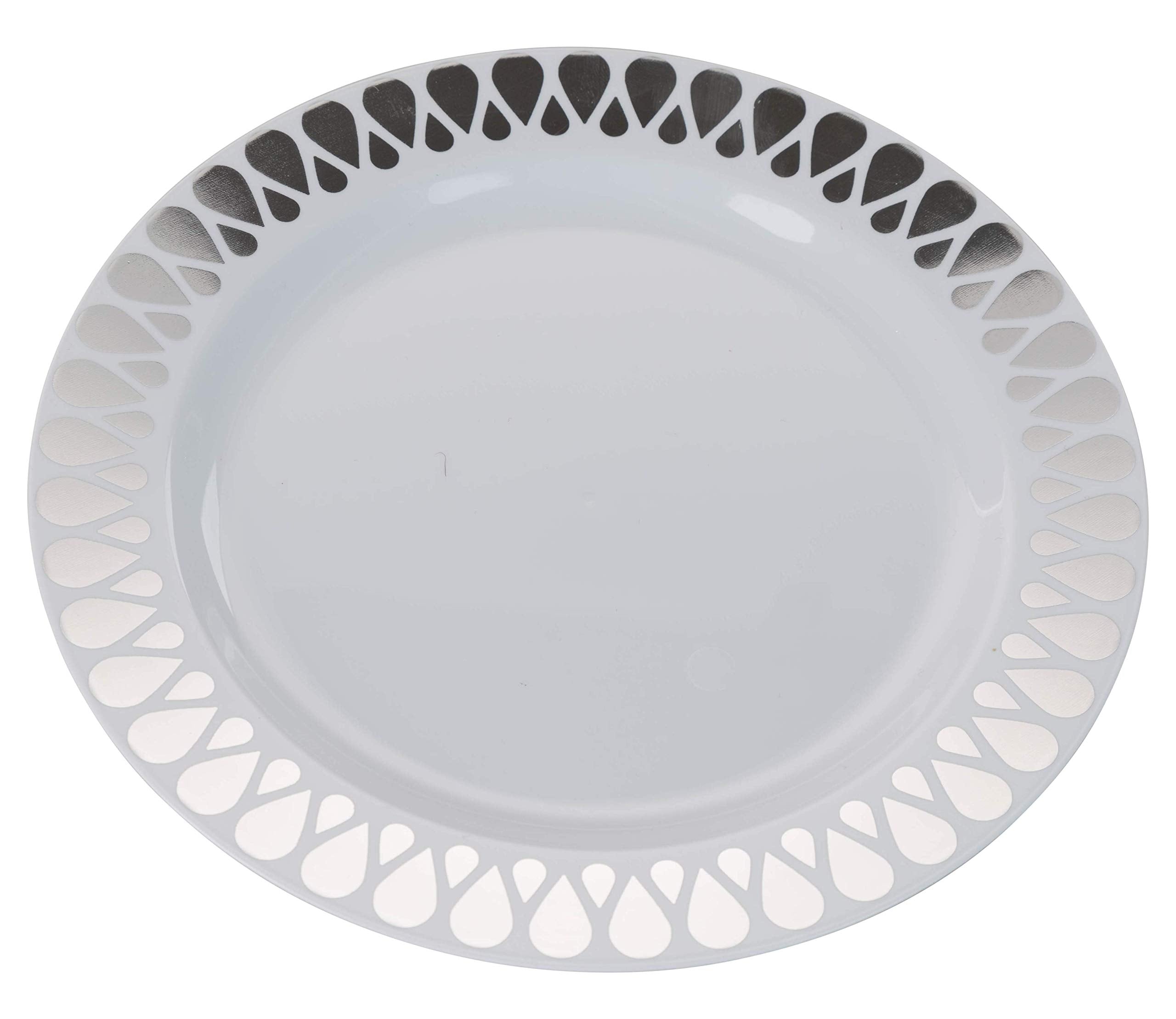 9 In. Silver Droplet Design Plates | 10 Count