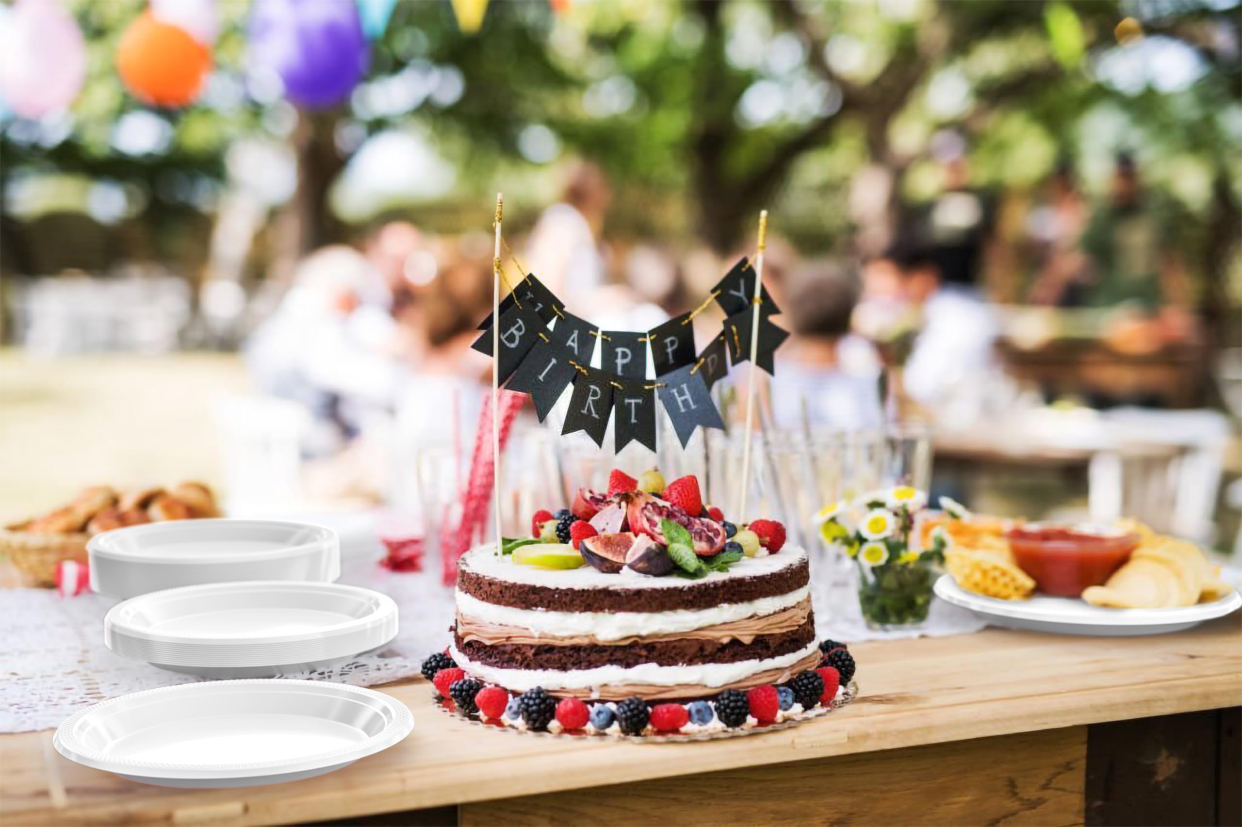 9 In. White Plastic Plates | 50 Count