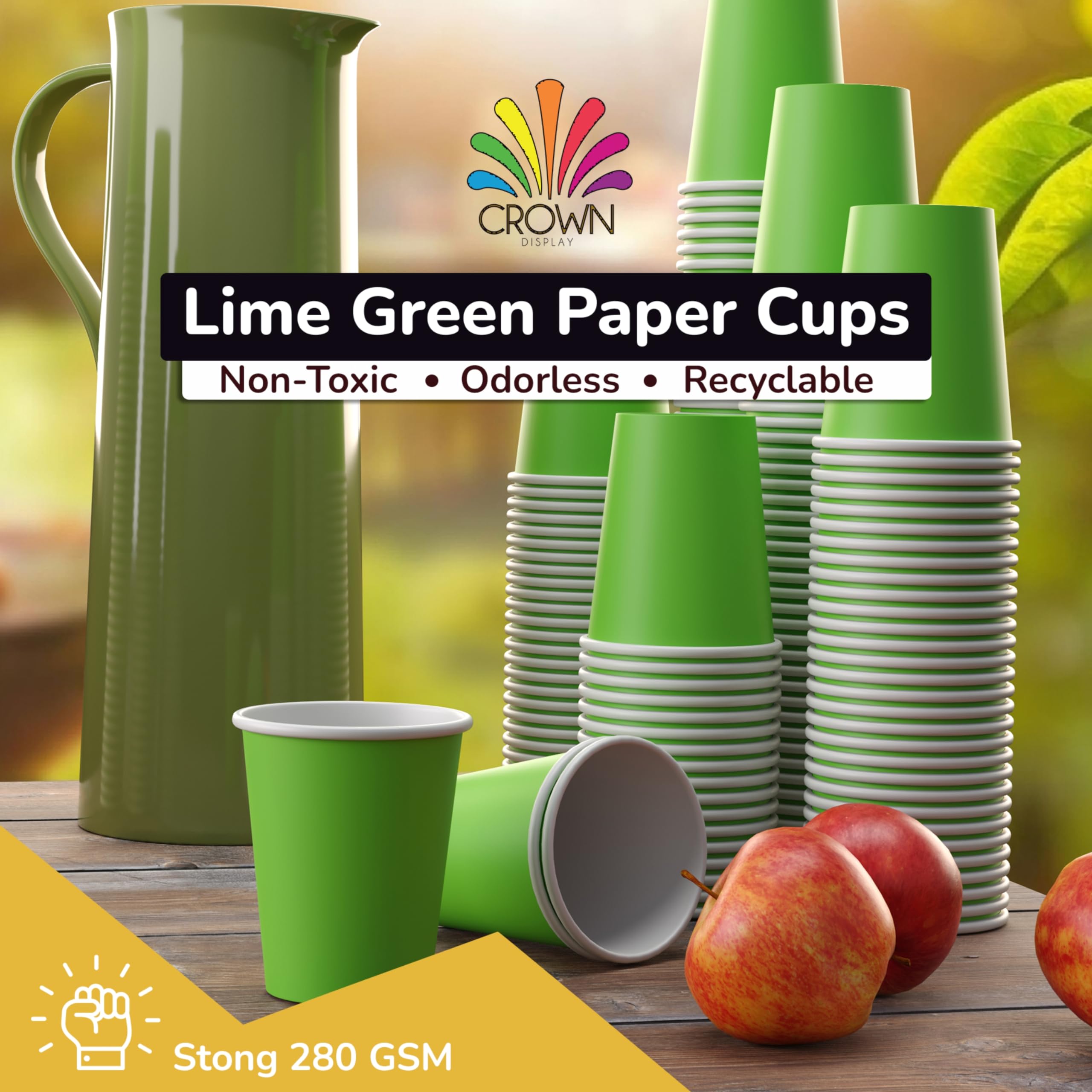 9 Oz. Lime Green Paper Cups | Case of 1000