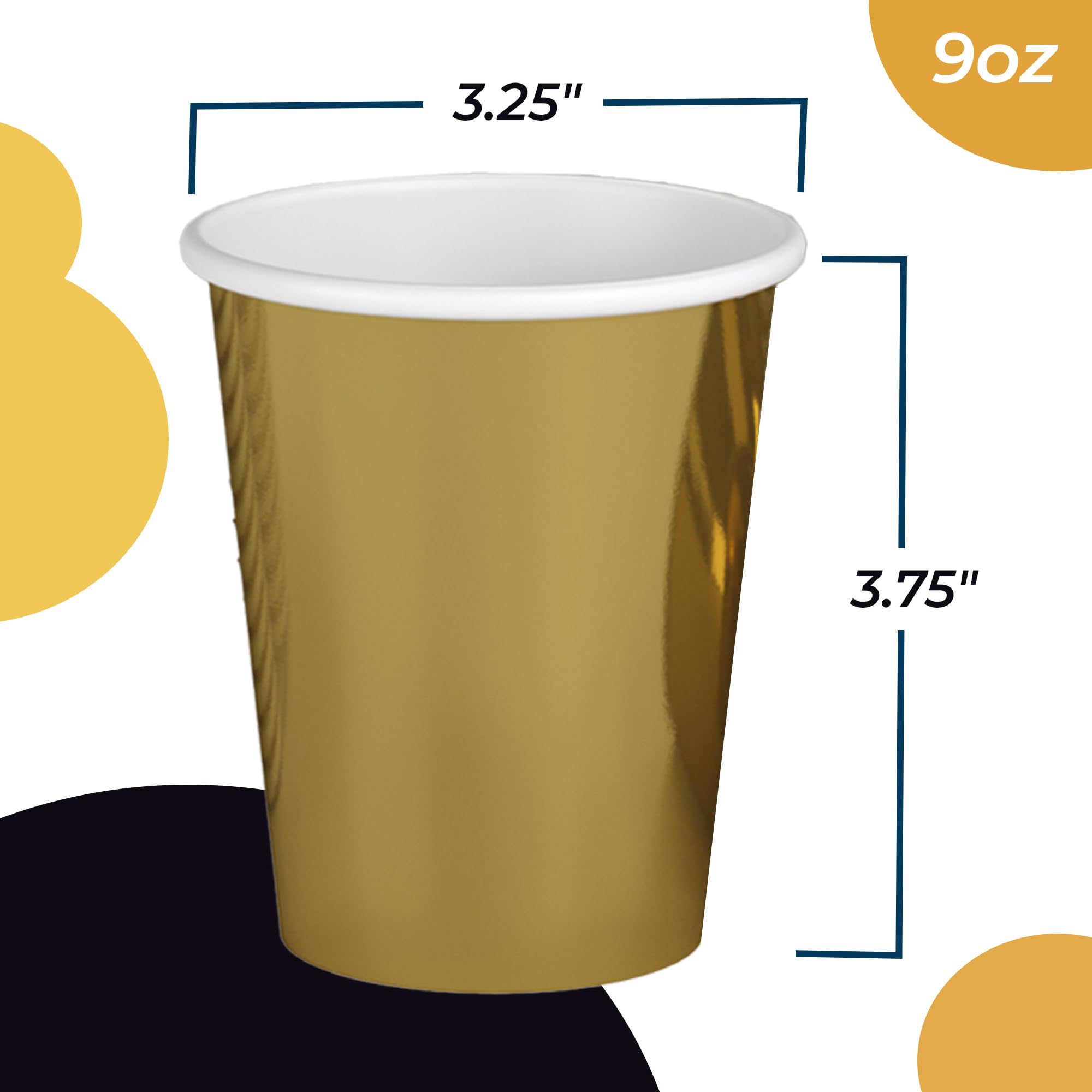 9 Oz. Metallic Gold Paper Cups | Case of 1000