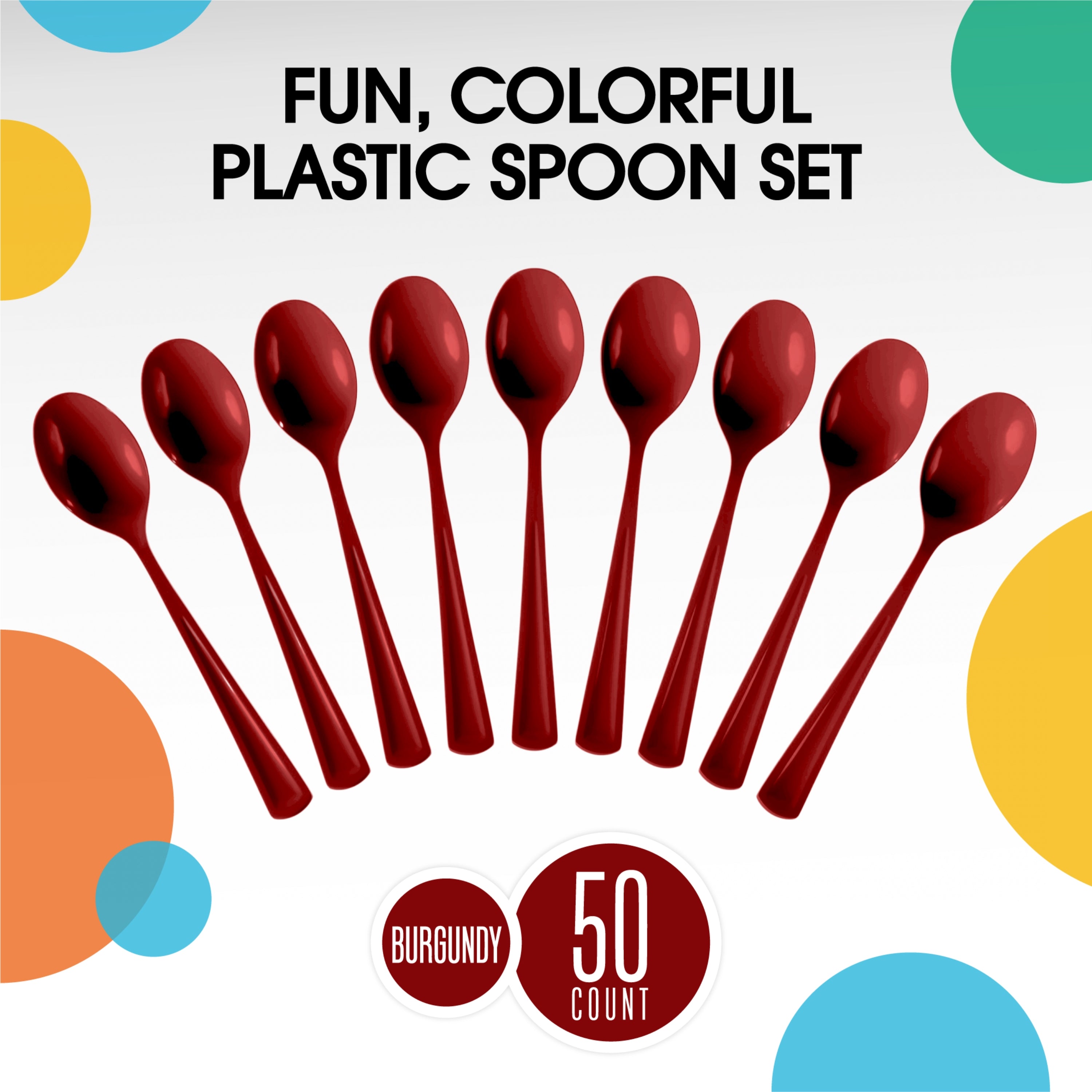 Heavy Duty Burgundy Plastic Spoons - 7 in. | 100 Count