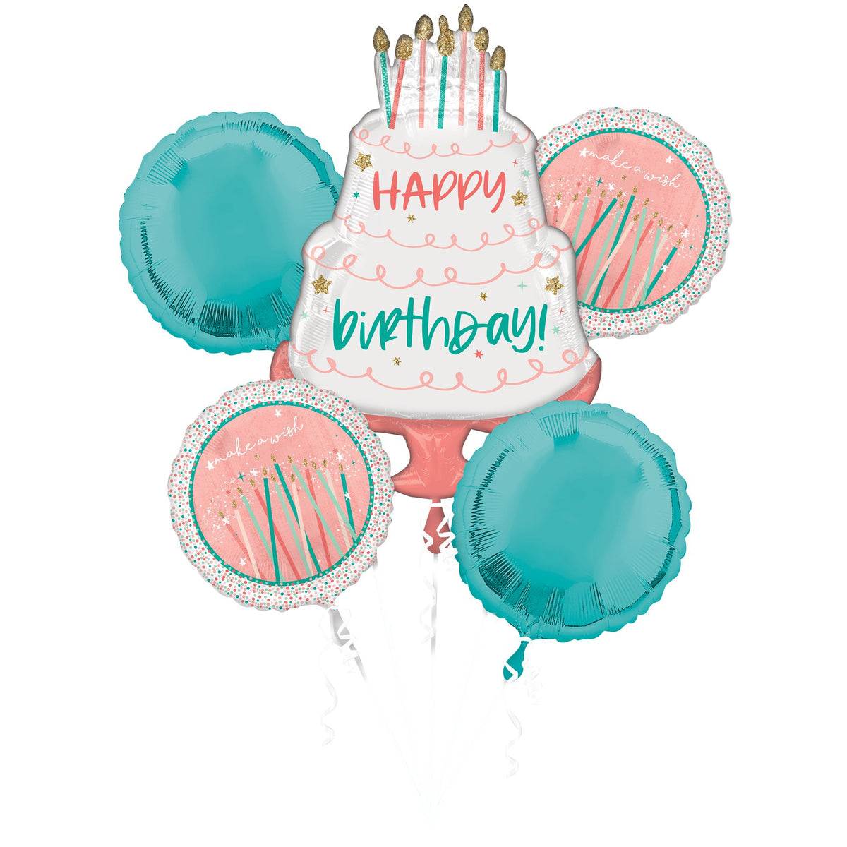 Happy Cake Day Foil Balloon Bouquet - 5 Piece Set