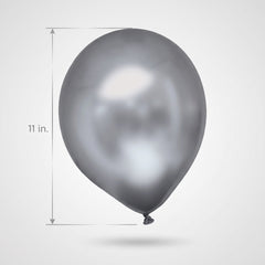 100ct 11" Silver Latex Balloons - Elegant Metallic Shine