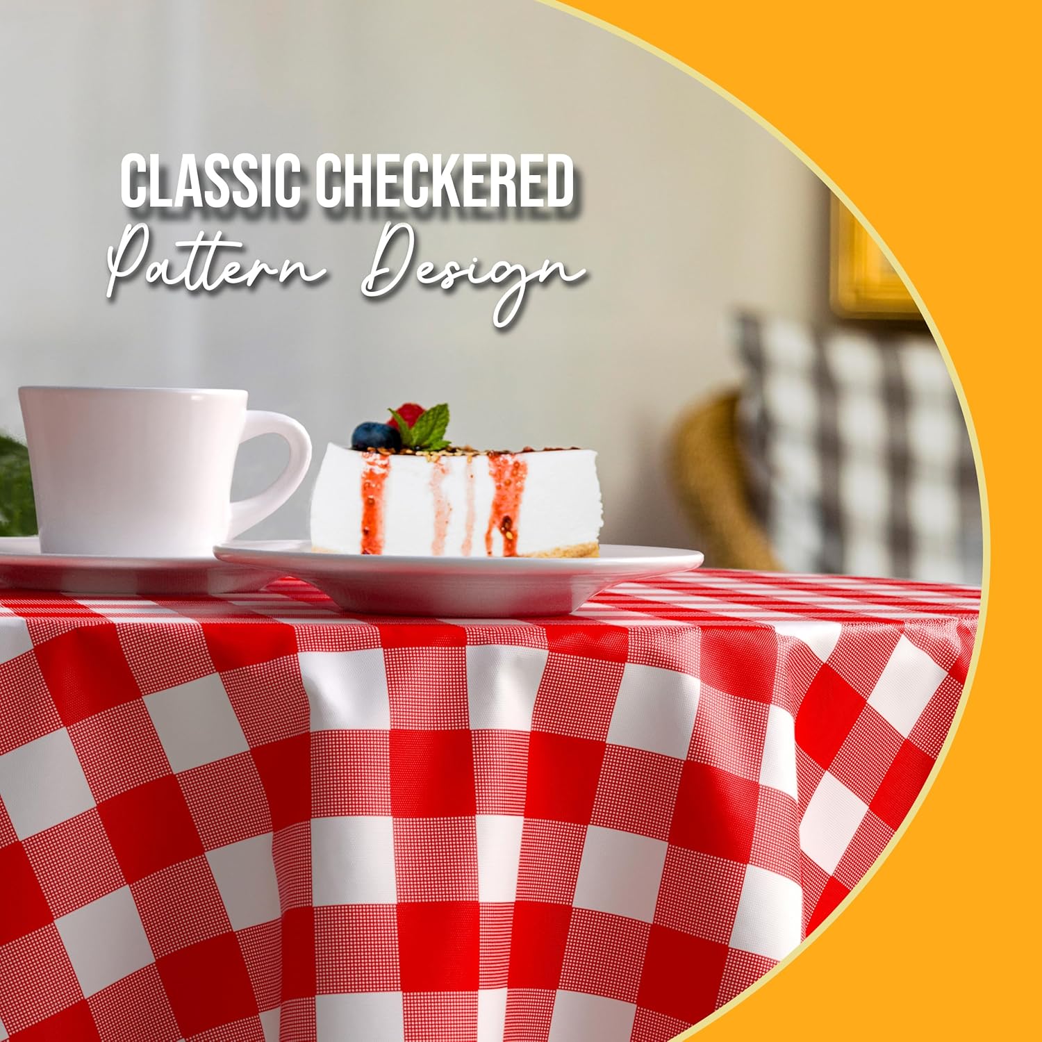 Round Red Gingham Plastic Table Covers | 12 Pack - 84 in.