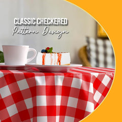 Round Red Gingham Plastic Table Cover - 84 in. | Case of 48